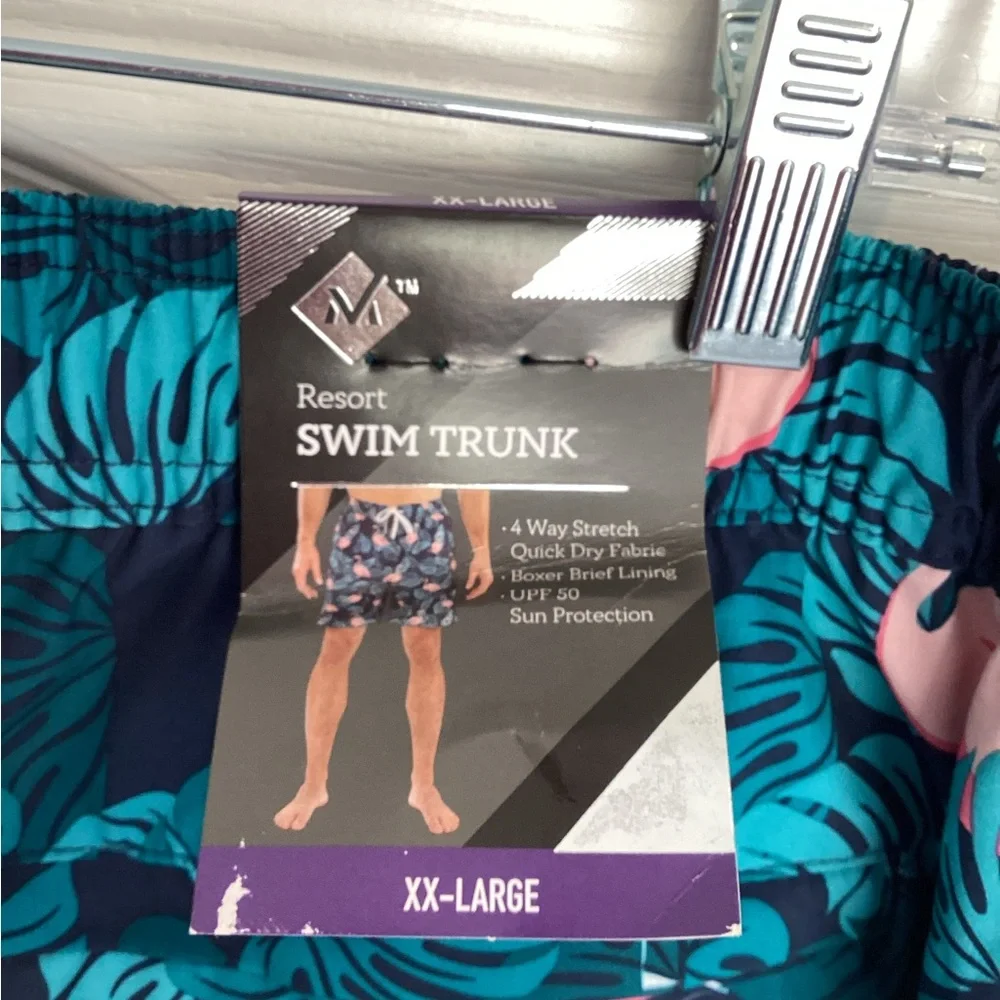 Members Mark Tropical Flamingo Swim Trunks - Pink & Teal 2XL BNWT